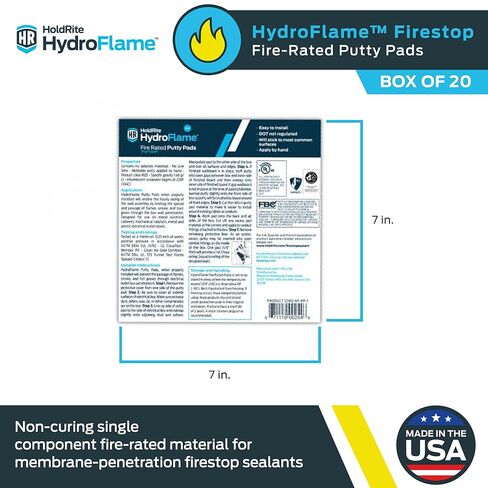 وسادات معجون هولدرايت هيدروفليم مقاس 7 × 7 بوصة، (عبوة من 20 قطعة) مقاومة للحريق، HF-PP-1 in Kuwait