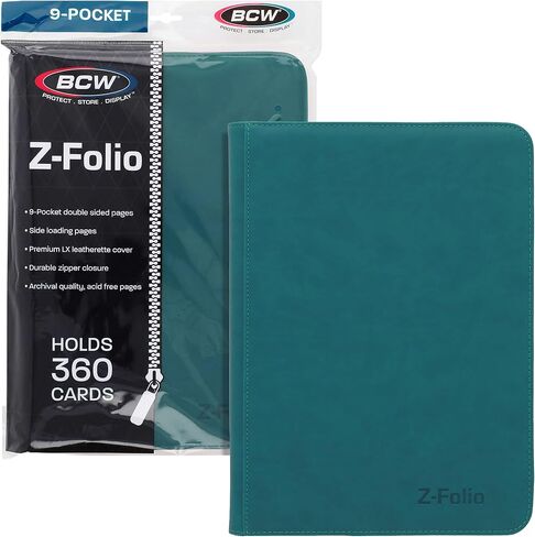 ألبوم BCW Z-Folio 9-Pocket LX - أرجواني | منظم بطاقات آمن بسحاب | حافظة بطاقات جلدية فاخرة | حافظة بطاقات التداول لبوكيمون، MTG، البطاقات الرياضية والمزيد in Saudi Arabia