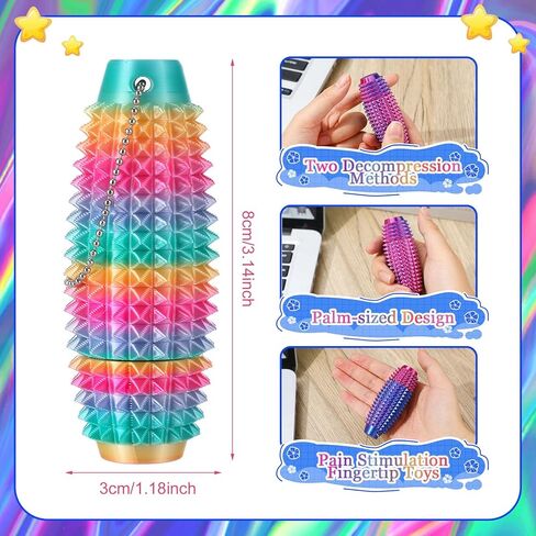 4 قطع من ألعاب أوتشيز فيدجيت الصغيرة للبالغين، أداة تململ دوارة ذات ملمس شائك، سلسلة مفاتيح مطبوعة ثلاثية الأبعاد لتخفيف القلق، التركيز على المكتب، هدايا مبتكرة إيجابية in Saudi Arabia
