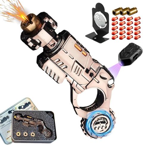 Metal Fidget Gun for Adults, Chameleon Titanium Steel, Adult Stress Relief Toy with 3 Shells and 20 Bullets, Age 14+，Best Steel Mini Toy Gift (Tungsten Steel) (Black) in Saudi Arabia