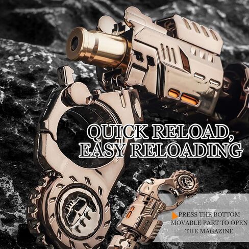 Metal Fidget Gun for Adults, Chameleon Titanium Steel, Adult Stress Relief Toy with 3 Shells and 20 Bullets, Age 14+，Best Steel Mini Toy Gift (Tungsten Steel) (Black) in Saudi Arabia