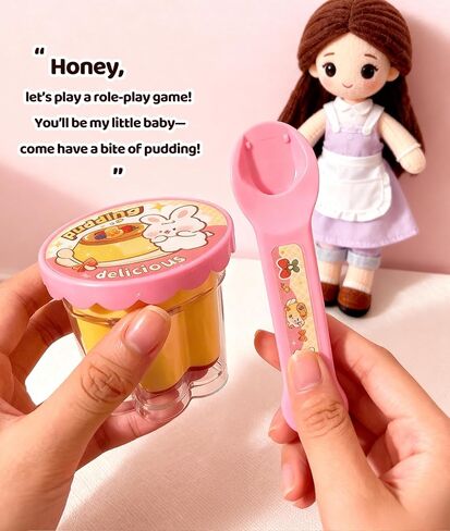 Food Toys Pudding Feeding Toys Doll Toy Foods Set for Toddlers 3 4 5 6 Pudding Toy with Spoon Perfect for Doll Role Play for 3 4 5 6 7 Year Old Girls with Spoon（1 Pieces） in Saudi Arabia