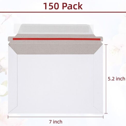 50 Pack Rigid Envelopes 7" x 5.2", 250GSM Thickened White Self Seal Mailers 5 x 7, Stay Flat Envelope for Photos, Cards, Invitations, Postcards, Documents in Kuwait