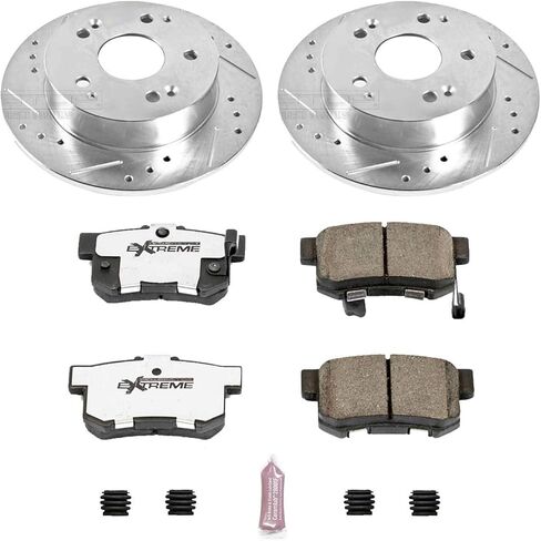 Power Stop K2270-26 Rear Z26 Carbon Fiber Brake Pads with Drilled & Slotted Brake Rotors Kit For Acura Integra, Acura RSX, Honda Accord, Honda Civic [Model Specific] in Saudi Arabia