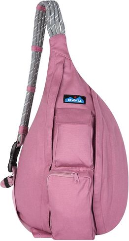 حقيبة حبل أصلية من KAVU، حقيبة كروس من القماش القطني للسفر | قماش قطني 100% بوزن 12oz، ظهر مبطن وتطريز KAVU | حزام حبل 22-44 بوصة، 4 جيوب، 10 لتر | المشي لمسافات طويلة والسفر والحمل اليومي in Kuwait
