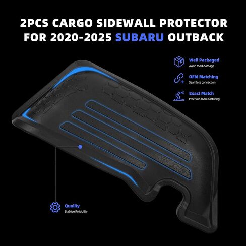 Dasbecan Cargo Side Protectors Compatible with 2020–2025 Subaru Outback, 2-Piece Heavy Duty Rubber Trunk Side Liner, Replaces J501SAN260 in Saudi Arabia