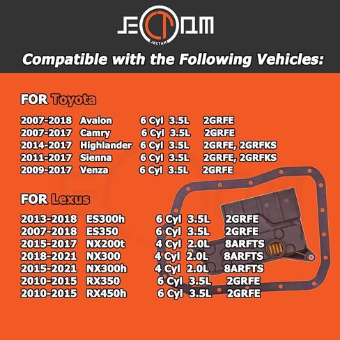 Transmission Filter And Gasket Kit 35330-33050 35168-33080 Compatible with 2007-2014 Toyota Avalon Camry Sienna Venza 2007-2014 Lexus ES300h ES350 RX350 RX450h 6Cyl 3.5L 2GRFE U660E in Saudi Arabia