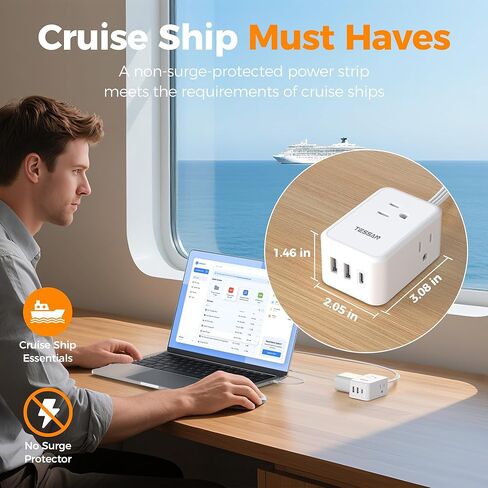 سلك تمديد مزدوج من TESSAN بطول 12 قدمًا، شريط طاقة واقي من التيار المسطح ذو طرف مزدوج، 3 منافذ غير قابلة للحجب 6 أقدام مقسم طاقة على كل جانب، امتداد منفذ مزدوج منفصل لغرفة النوم في المنزل والمكتب in Kuwait