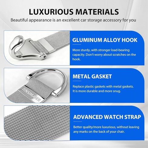 Car Seat Headrest Hooks,Purse Hook,Alloy Braided Chain Storage Hook,Seat Headrest Hanging Interior Organizing Car Accessories 2 Pack(Silver) in Saudi Arabia