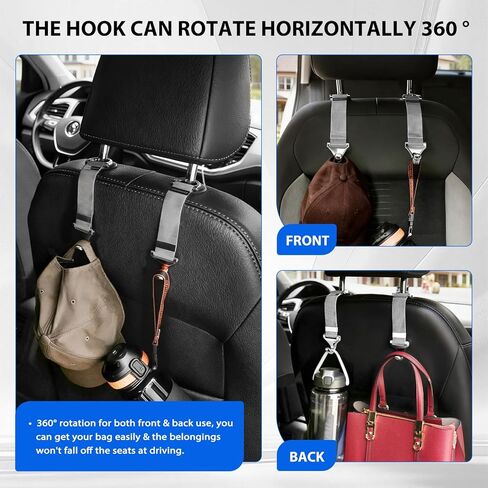 Car Seat Headrest Hooks,Purse Hook,Alloy Braided Chain Storage Hook,Seat Headrest Hanging Interior Organizing Car Accessories 2 Pack(Silver) in Saudi Arabia