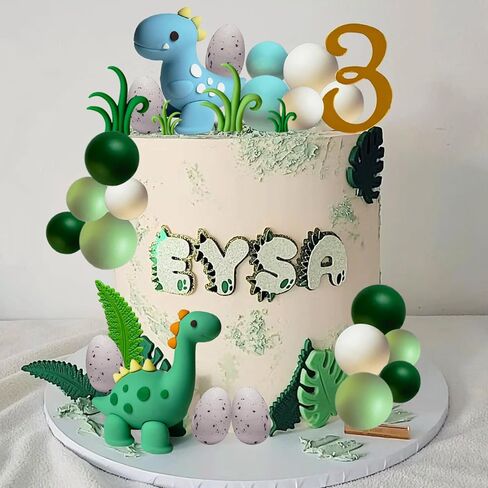 كعكة الديناصور القبعات العالية زينة كعكة الديناصور مع البيض وأوراق الأعشاب لصبي فتاة عيد ميلاد الطفل دش موضوع الغابة لوازم الحفلات in Kuwait