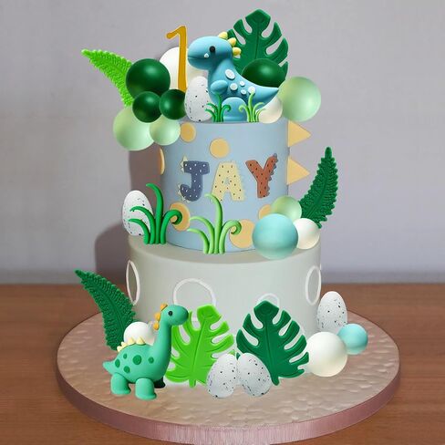 كعكة الديناصور القبعات العالية زينة كعكة الديناصور مع البيض وأوراق الأعشاب لصبي فتاة عيد ميلاد الطفل دش موضوع الغابة لوازم الحفلات in Kuwait