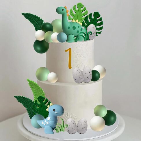 كعكة الديناصور القبعات العالية زينة كعكة الديناصور مع البيض وأوراق الأعشاب لصبي فتاة عيد ميلاد الطفل دش موضوع الغابة لوازم الحفلات in Kuwait