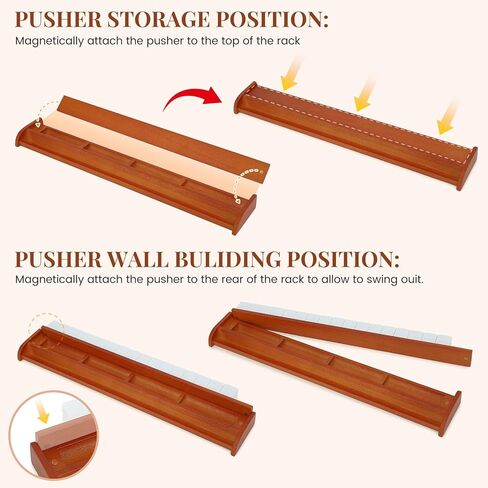 Mahjong All-in-One Tile Rack & Pusher, Vintage Edition in All-Wood Mahjong Rack and Pusher Combo, Modern American Mahjong Tile Racks, Set of 4 in Saudi Arabia