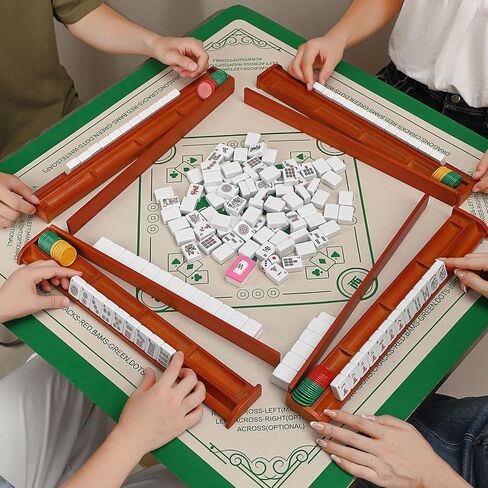 Mahjong All-in-One Tile Rack & Pusher, Vintage Edition in All-Wood Mahjong Rack and Pusher Combo, Modern American Mahjong Tile Racks, Set of 4 in Saudi Arabia