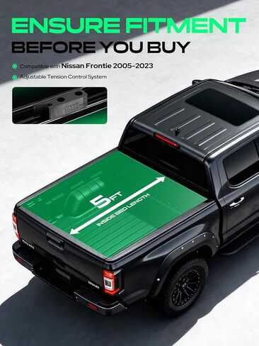 غطاء تونيو لسرير الشاحنة الناعم القابل للطي من YHTAUTO متوافق مع نيسان فرونتي 2005-2023 | سرير Fleetside/Styleside بطول 5 أقدام (60 بوصة) | نظام قفل تلقائي | حماية من جميع الأحوال الجوية in Saudi Arabia