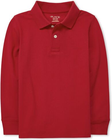 The Children's Place Baby Boys and Toddler Boys Long Sleeve Pique Polo, Black/White, 3T in Kuwait