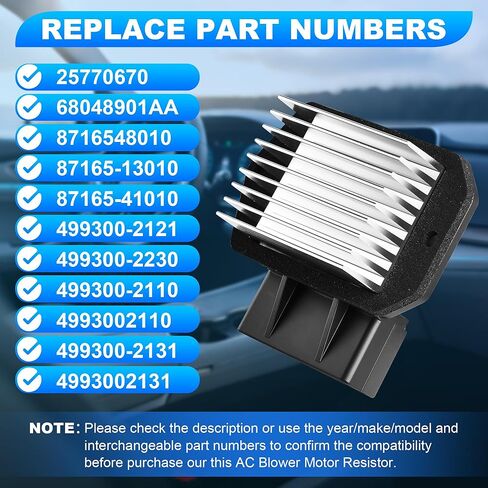 FAERSI HVAC Blower Motor Resistor Replacement for 2011-2018 Dodge Ram 1500 2500 3500 Pickup, Chrysler Lexus ES Toyota 4runner Camry Replaces 68048901AA 8716548010 25770670 HVAC Fan Resistor in Saudi Arabia