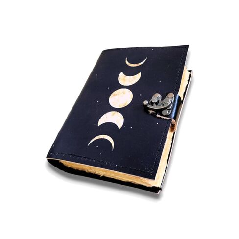 Finun-Lthr Moon Eclipse Leather Dairy Sketchbook Notebook with Vintage 200 Handmade Papers and C Lock Closure (8 * 6 inch) in Saudi Arabia