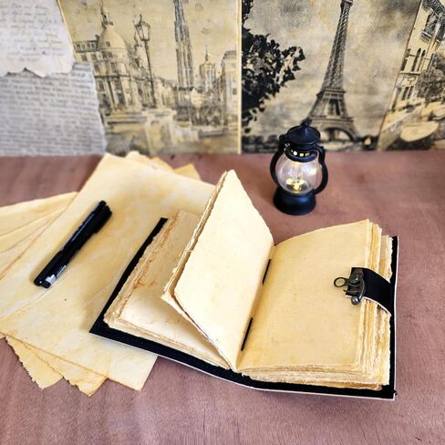 Finun-Lthr Moon Eclipse Leather Dairy Sketchbook Notebook with Vintage 200 Handmade Papers and C Lock Closure (8 * 6 inch) in Saudi Arabia