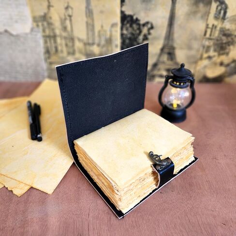 Finun-Lthr Moon Eclipse Leather Dairy Sketchbook Notebook with Vintage 200 Handmade Papers and C Lock Closure (8 * 6 inch) in Saudi Arabia