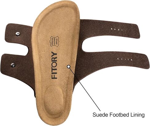 FITORY Mens Leather Insole Sandals with Two Buckles,Open Toe Slides for Indoor and Outdoor Size 7-13.5 in Kuwait