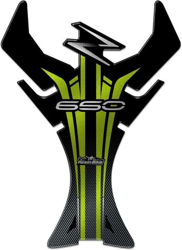 ملصقات ثلاثية الأبعاد للدراجة النارية من الراتنج متوافقة مع Kawasaki Z650 2021-2024. حماية خزان الوقود من الصدمات والخدوش. ملصقات من الراتنج باللون الأخضر المعدني - صنع في إيطاليا in Saudi Arabia