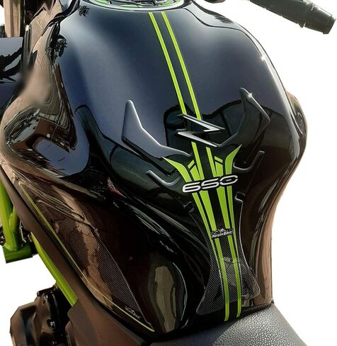 ملصقات ثلاثية الأبعاد للدراجة النارية من الراتنج متوافقة مع Kawasaki Z650 2021-2024. حماية خزان الوقود من الصدمات والخدوش. ملصقات من الراتنج باللون الأخضر المعدني - صنع في إيطاليا in Saudi Arabia