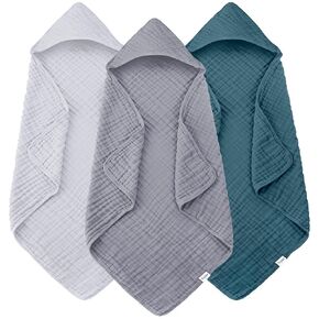 YOYOO Baby Bath Towel – Viscose Derived from Bamboo, Baby Hooded Towels - Newborn Essential Cute Blue Dog-Perfect Baby Registry Gifts for Boy Girl- 37.5 × 37.5'' in Saudi Arabia