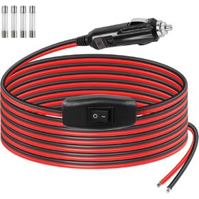 GELRHONR 12V Cigarette Lighter Male Plug with Lead & On/Off Switch, 15Amp Replacement Cigarette Plug 16AWG Heavy Duty Cord with LED Light Cooler,Cb Radio, Air Compressor (2M) in Kuwait