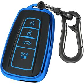 key fob cover metal buckle Compatible with toyota Camry RAV4 Highlander Avalon C-HR Prius Corolla ect Smart Remote Key skin,TPU Protection Key Case 4 buttons (red) in Saudi Arabia