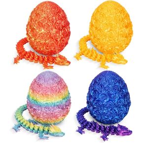 4 Pack 3D Printed Dragon,Dragon Eggs with Dragon Inside - Desktop Decor Collectible,Dragon Toy with Roses Design, for Boys and Girls in Saudi Arabia