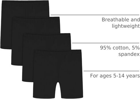Auranso Girls Bike Shorts Cartwheel Dance Biker Under Dress شورت للفتيات 4Pack in Kuwait