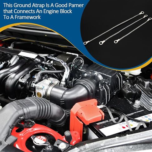 Yunsailing 12 Pcs Universal Automotive Ground Straps 8/10/12 Inch Engine Ground Strap Kit with Ring Terminals Braided Tinned Copper Grounding Wire Connectors for Most Cars Vehicle(0.43 Inch Width) in Saudi Arabia