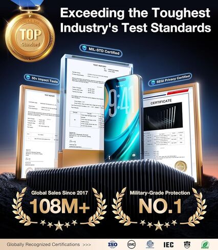 UltraGlass Ultra Top 9H+ Glass for iPhone 14 Privacy Screen Protector [Invisible Privacy Armor] Private Screen Protector 14 Tempered Glass [Full Coverage & Longest Durable] 2 Packs in Kuwait