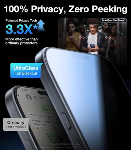 UltraGlass Ultra Top 9H+ Glass for iPhone 14 Privacy Screen Protector [Invisible Privacy Armor] Private Screen Protector 14 Tempered Glass [Full Coverage & Longest Durable] 2 Packs in Kuwait