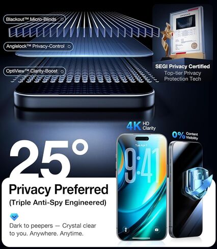 UltraGlass Ultra Top 9H+ Glass for iPhone 14 Privacy Screen Protector [Invisible Privacy Armor] Private Screen Protector 14 Tempered Glass [Full Coverage & Longest Durable] 2 Packs in Kuwait