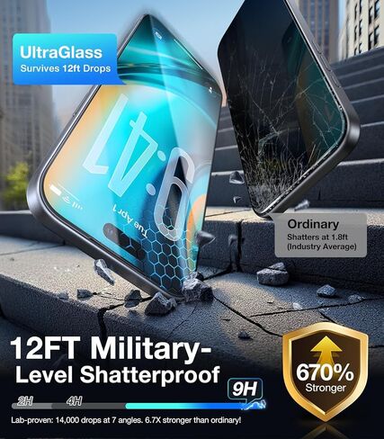 UltraGlass Ultra Top 9H+ Glass for iPhone 14 Privacy Screen Protector [Invisible Privacy Armor] Private Screen Protector 14 Tempered Glass [Full Coverage & Longest Durable] 2 Packs in Kuwait
