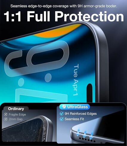 UltraGlass Ultra Top 9H+ Glass for iPhone 14 Privacy Screen Protector [Invisible Privacy Armor] Private Screen Protector 14 Tempered Glass [Full Coverage & Longest Durable] 2 Packs in Kuwait