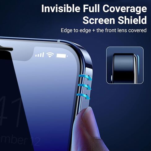 UltraGlass Ultra Top 9H+ Glass لهاتف iPhone 14 واقي شاشة الخصوصية [درع خصوصية غير مرئي] واقي شاشة خاص 14 زجاج مقسى [تغطية كاملة وأطول متانة] عبوتان in Kuwait