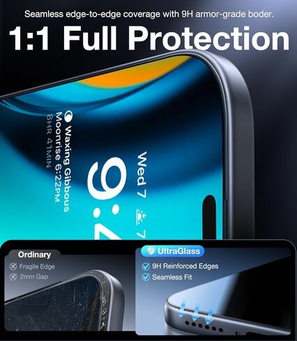 UltraGlass Ultra Top 9H+ Glass for iPhone 14 Privacy Screen Protector [Invisible Privacy Armor] Private Screen Protector 14 Tempered Glass [Full Coverage & Longest Durable] 2 Packs in Saudi Arabia