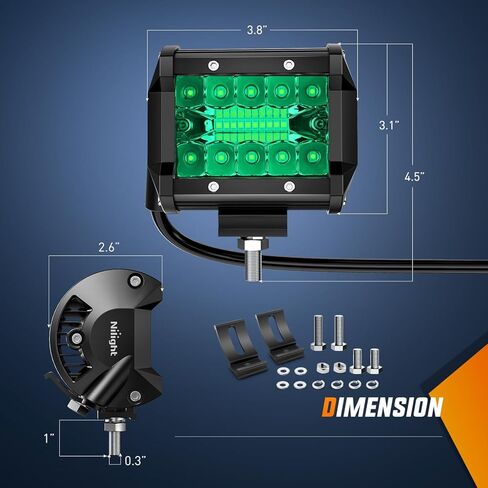 Nilight 4 "LED ضوء قرنة الأزرق الثلاثي الصف 2PCS 60W الفيضانات بقعة التحرير والسرد القيادة أضواء الضباب الصيد الصيد السلامة في حالات الطوارئ إشارة سطح السفينة أضواء مقطورة لUTV بيك اب فان قارب جرار، 2 سنة الضمان in Kuwait