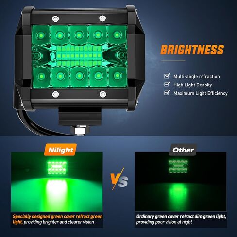 Nilight 4 "LED ضوء قرنة الأزرق الثلاثي الصف 2PCS 60W الفيضانات بقعة التحرير والسرد القيادة أضواء الضباب الصيد الصيد السلامة في حالات الطوارئ إشارة سطح السفينة أضواء مقطورة لUTV بيك اب فان قارب جرار، 2 سنة الضمان in Kuwait