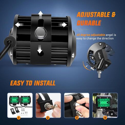 Nilight 4 "LED ضوء قرنة الأزرق الثلاثي الصف 2PCS 60W الفيضانات بقعة التحرير والسرد القيادة أضواء الضباب الصيد الصيد السلامة في حالات الطوارئ إشارة سطح السفينة أضواء مقطورة لUTV بيك اب فان قارب جرار، 2 سنة الضمان in Kuwait