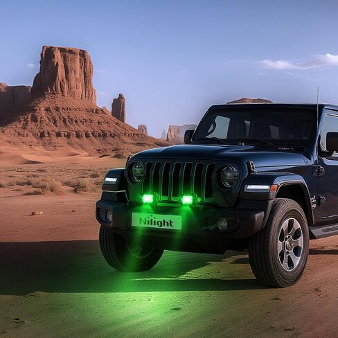 Nilight 4 "LED ضوء قرنة الأزرق الثلاثي الصف 2PCS 60W الفيضانات بقعة التحرير والسرد القيادة أضواء الضباب الصيد الصيد السلامة في حالات الطوارئ إشارة سطح السفينة أضواء مقطورة لUTV بيك اب فان قارب جرار، 2 سنة الضمان in Kuwait