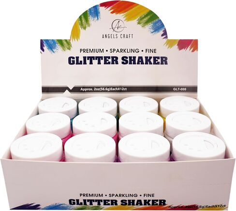 12 Count Fine Glitter Shakers - Assorted Primary Colors - 56.6g Each - Perfect for Arts & Crafts Resin Scrapbooking Decoration in Kuwait