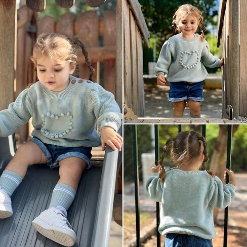 Simplee kids Baby Pullover Sweater Heart Knit Sweater Coat for Autumn Fall and Winter 3M-3T in Kuwait