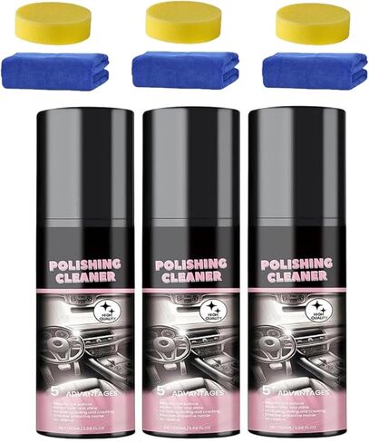 Polishing Cleaner,Car Interior Protectant Spray,100ml Car Interior Detailer Spray With Iron Cans,Easy to Use,Can be Used in Multiple Places(3Pcs) in Saudi Arabia