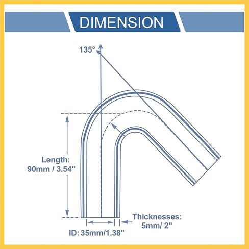 1 Pcs 35mm/1.38" ID 90mm/3.54" Length 135 Degrees Black Car Silicone Hose Coolant Hose Universal Auto Replacement Parts in Saudi Arabia