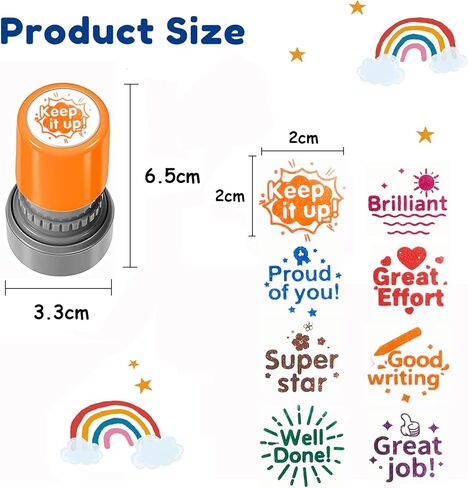 8 Pcs Round Self-Inking Teacher Stamps – Motivational Grading Stamps for Classroom, Homework & Behavior Rewards Stamps with Encouraging Phrases in Saudi Arabia